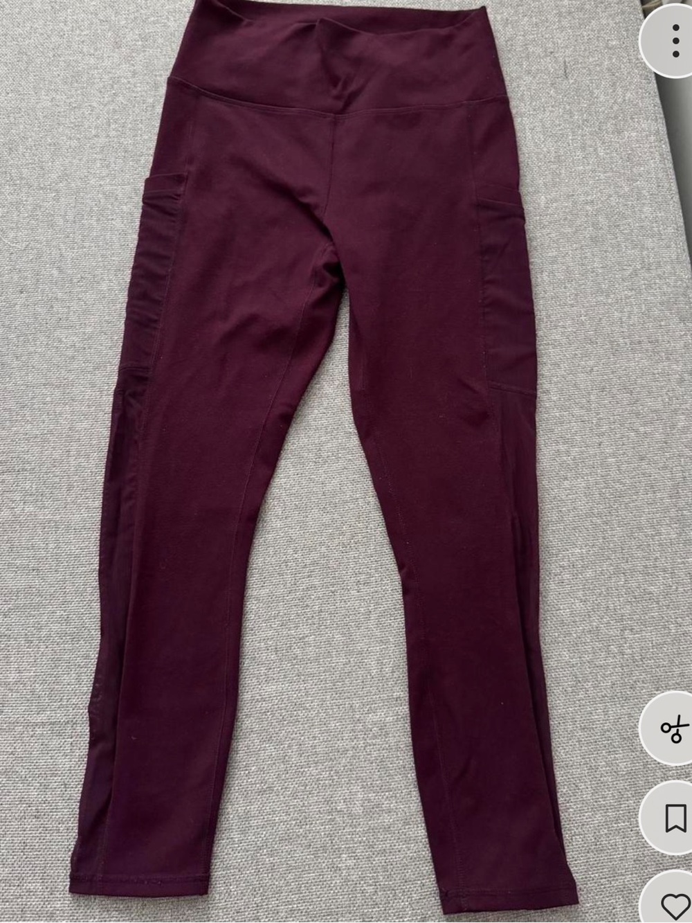 Plum High-Waist Leggings with Side Pockets and netted.